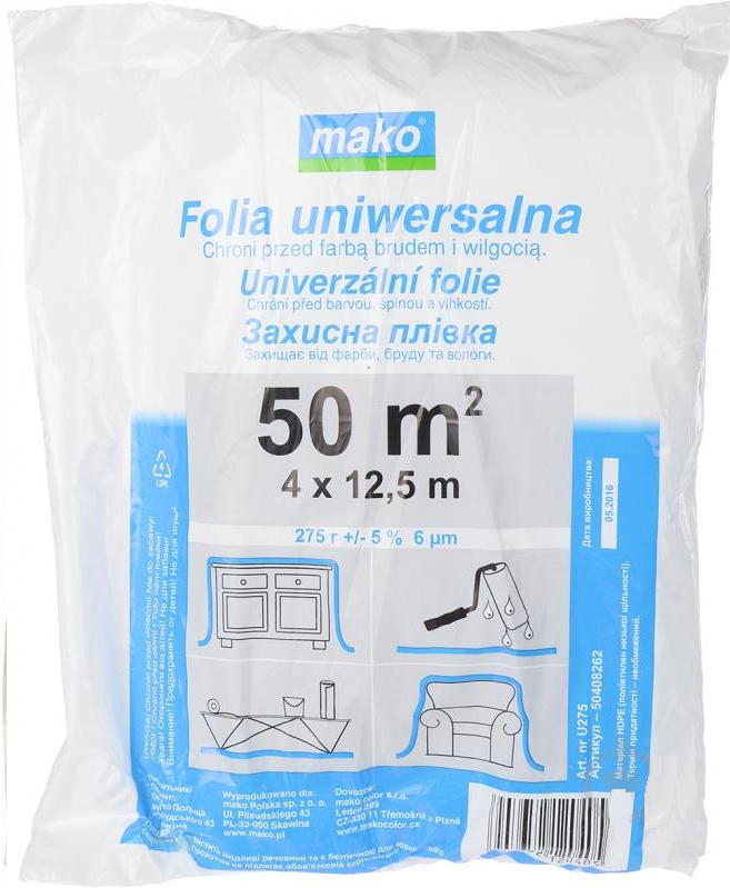 Плівка поліетиленова малярна MAKO 4 х 12,5 м 0,012мкрн 50408262